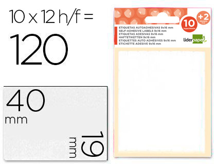 12 hojas con 120 etiquetas Liderpapel 19x40mm.